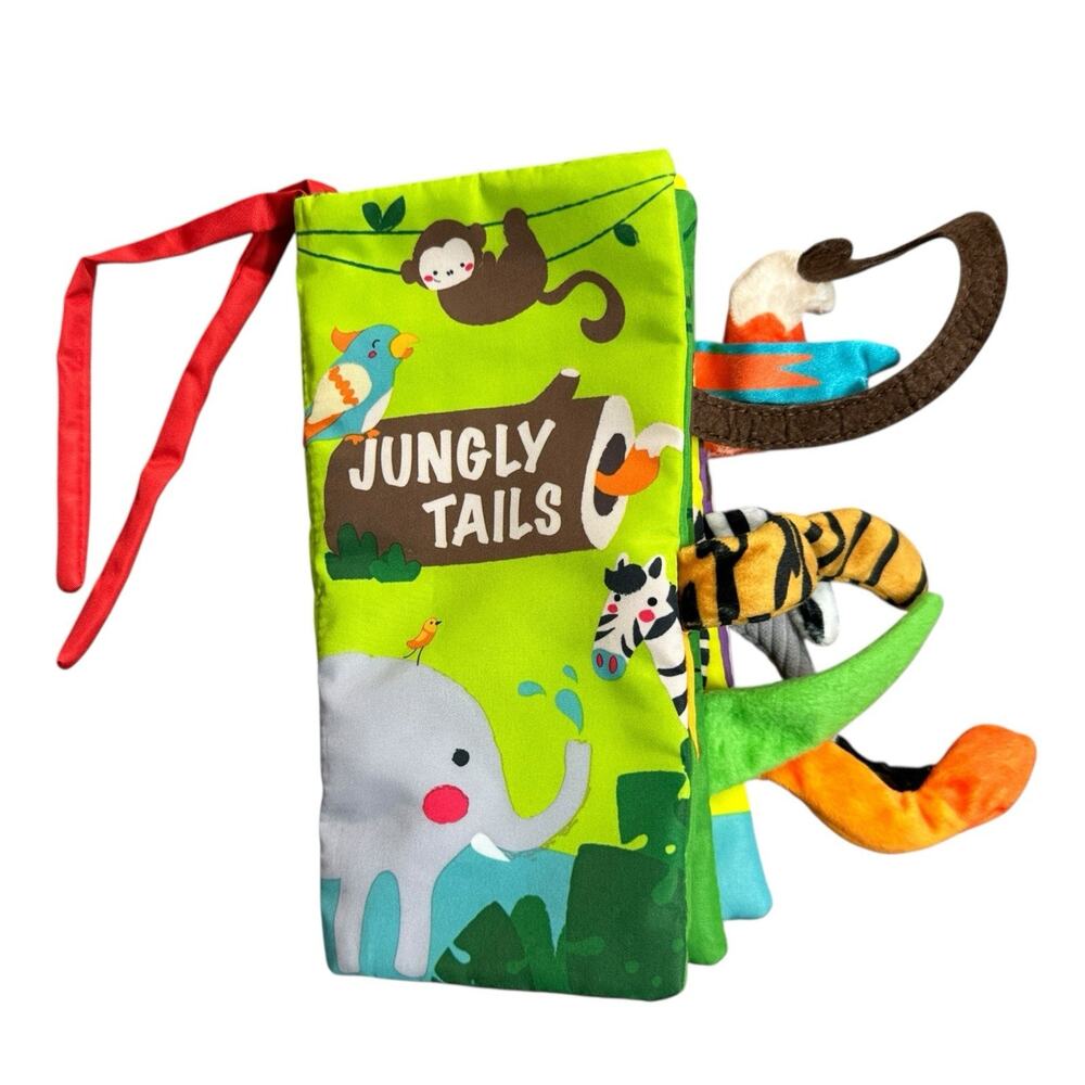 Jungly Tails Cloth Book Fabric Crib Car Seat Hanging Toy Beiens Jungle Animal